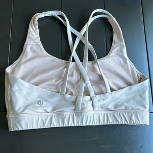 Strappy white sports bra